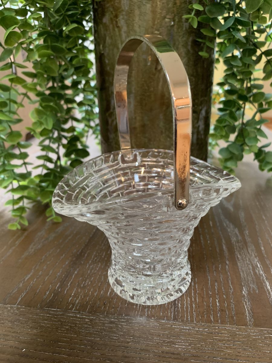 Glass Basket With Handle- Woven Style