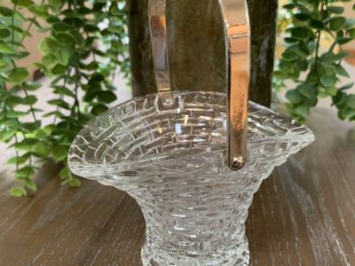 Glass Basket With Handle- Woven Style