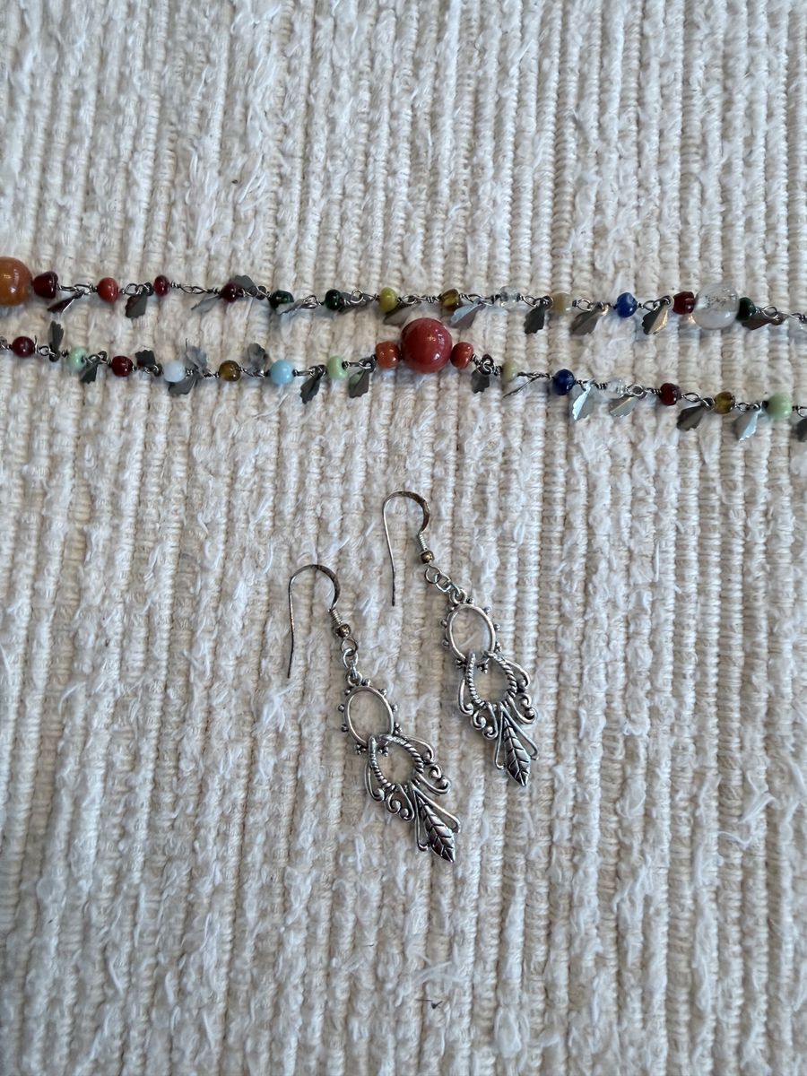 Silver-Tone Ornate Dangle Earrings with Filigree and Leaf Accents