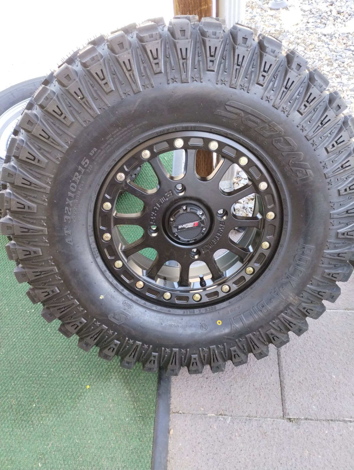 a32x10r15 utv tire and rim  rock a billy /w system 3 rim price drop  200$