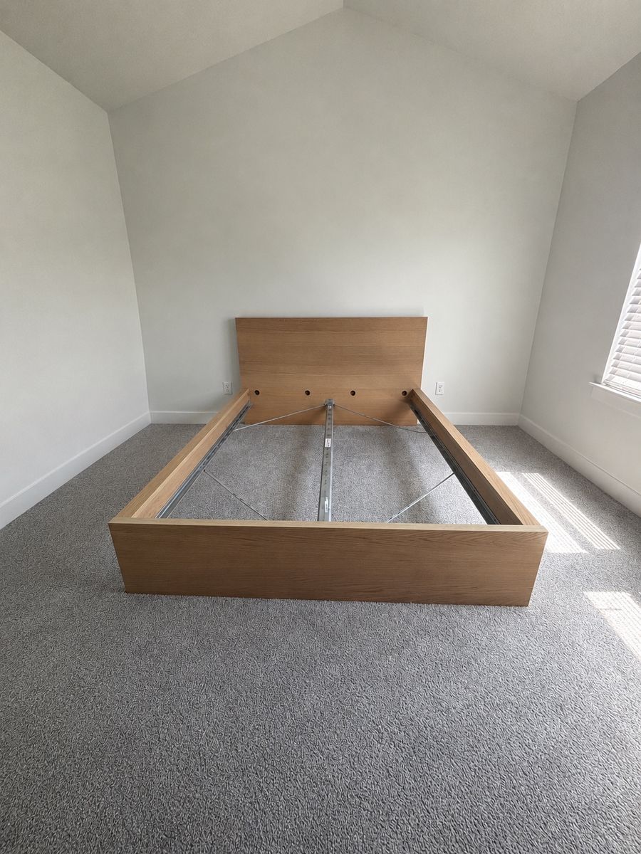 IKEA Malm Queen Bed Frame - White Stained Oak Veneer