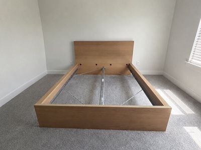 IKEA Malm Queen Bed Frame - White Stained Oak Veneer