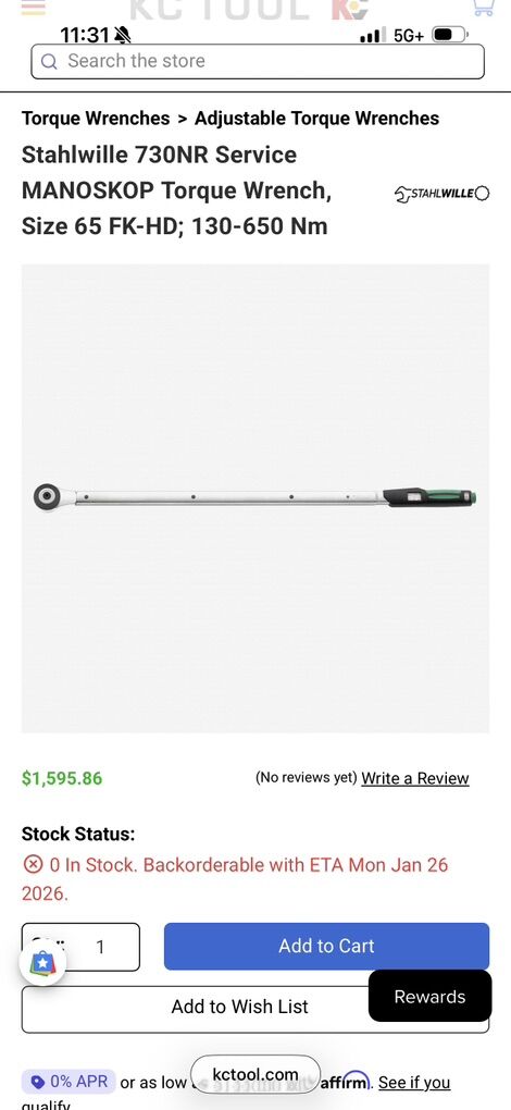 STAHLWILLE 730N/65 TORQUE WRENCH 130-650NM