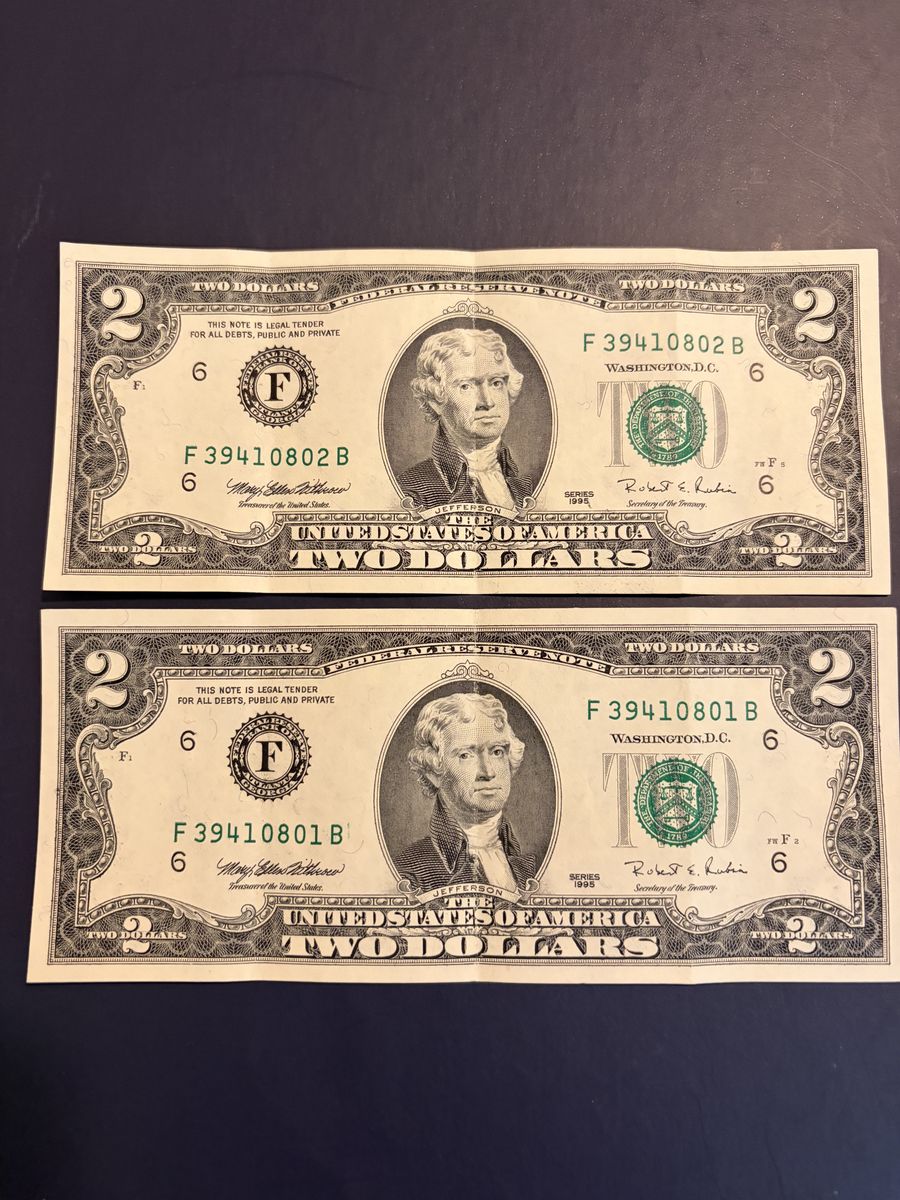 $2 sequential bills
