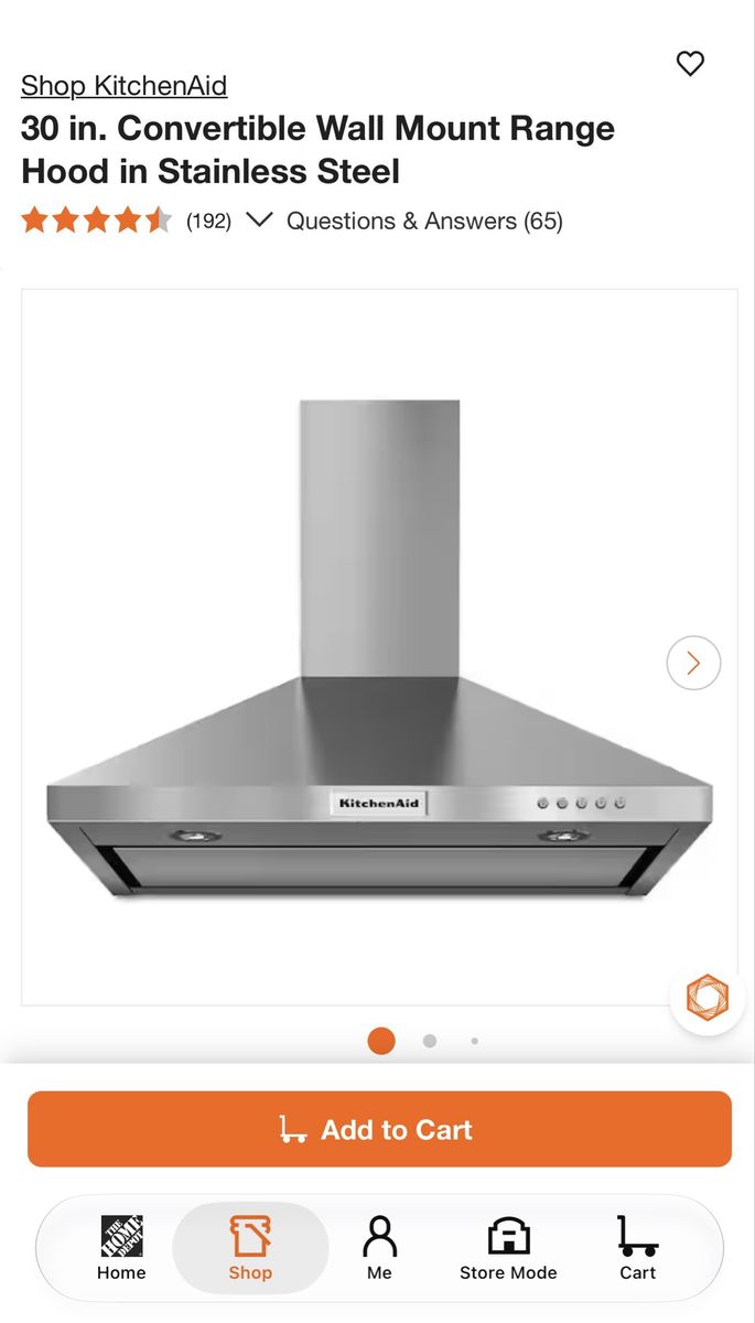 Used KitchenAid 30” Convertible Wall Mount Range