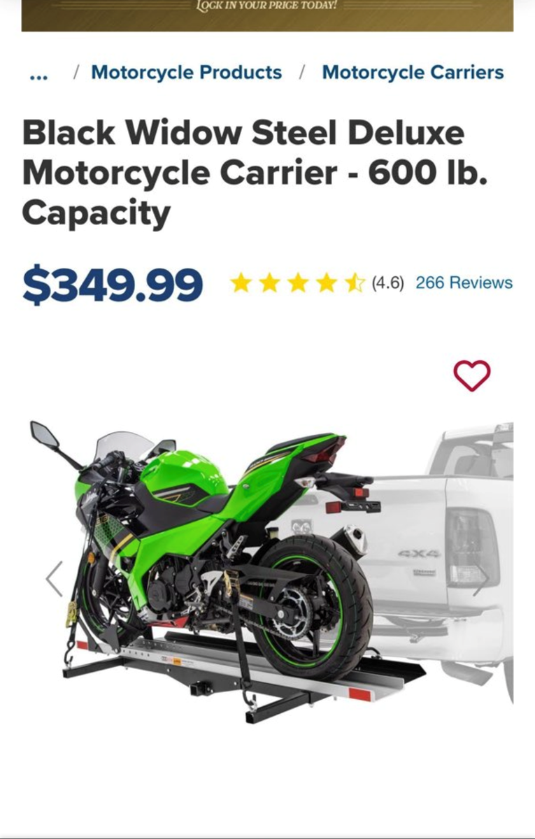 Black Widow Motorcycle Carrier (600 lbs Capacity)