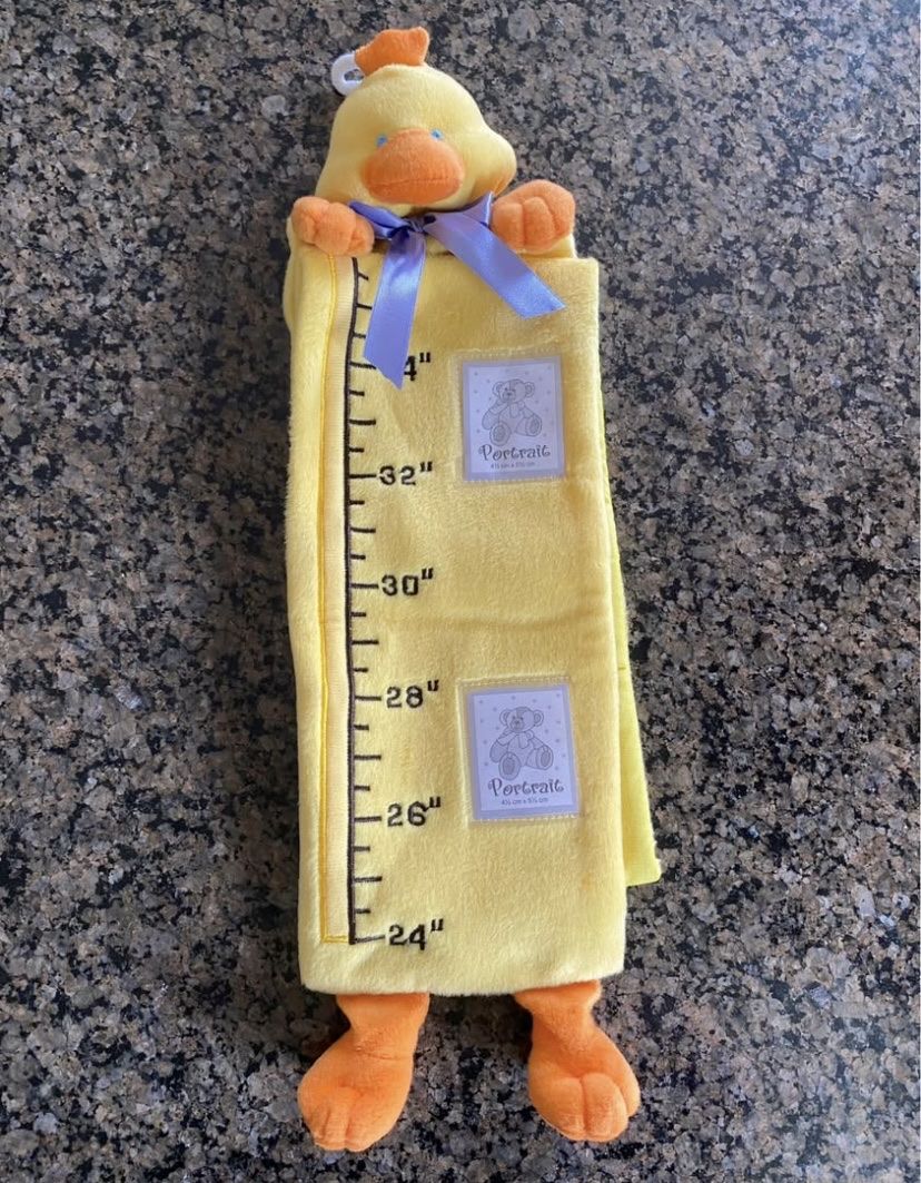 Yellow Duck Plush Height Chart Growth Chart with Photo Pockets