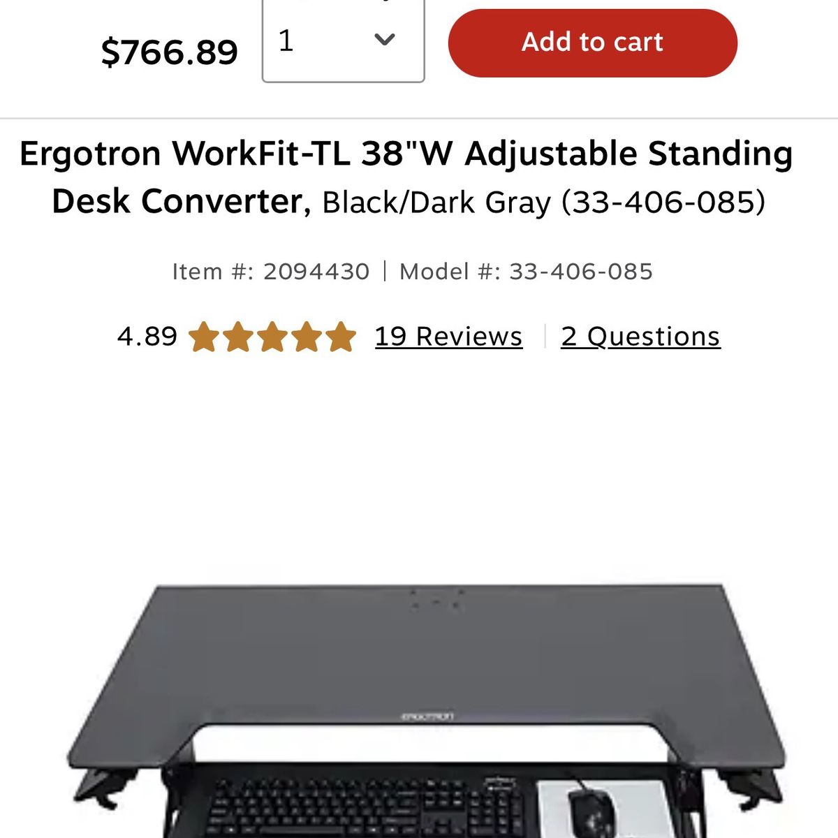 ERGOTRON WORKFIT-TL-Sit-Stand Workstation