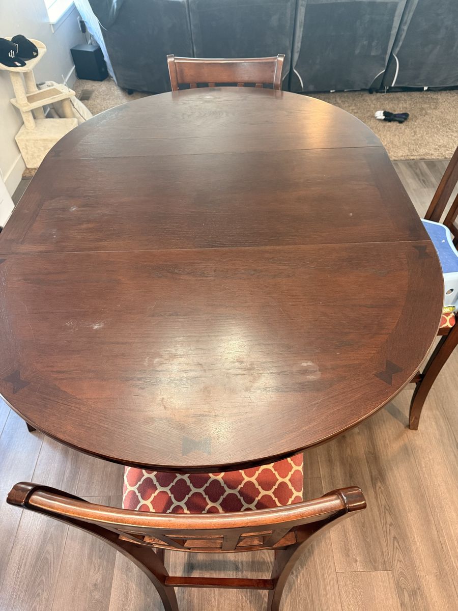 Brown table with chairs