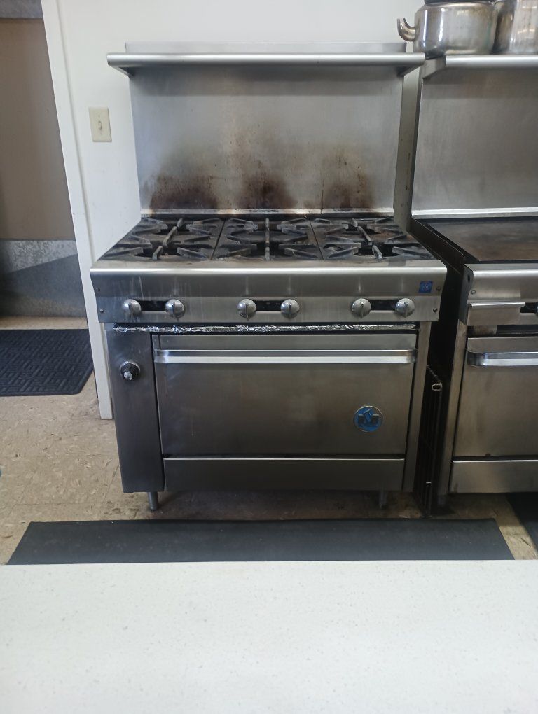 Commercial Gas Range 6-Burner Stainless Steel Stove with Oven Restaurant Equipment