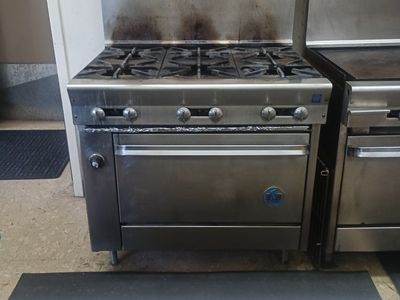 Commercial Gas Range 6-Burner Stainless Steel Stove with Oven Restaurant Equipment