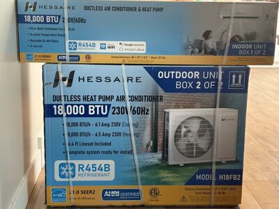 NEW Hessaire 21 SEER2 18,000 BTU WiFi 1.5-Ton Ductless Mini Split Air Conditioner