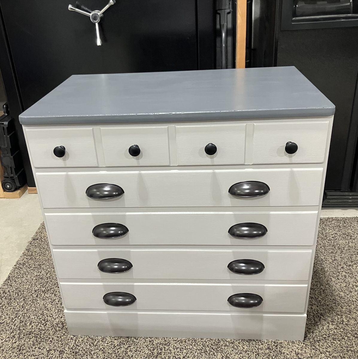 Two-tone Gray Painted Solid Wood 3 Drawer Dresser
