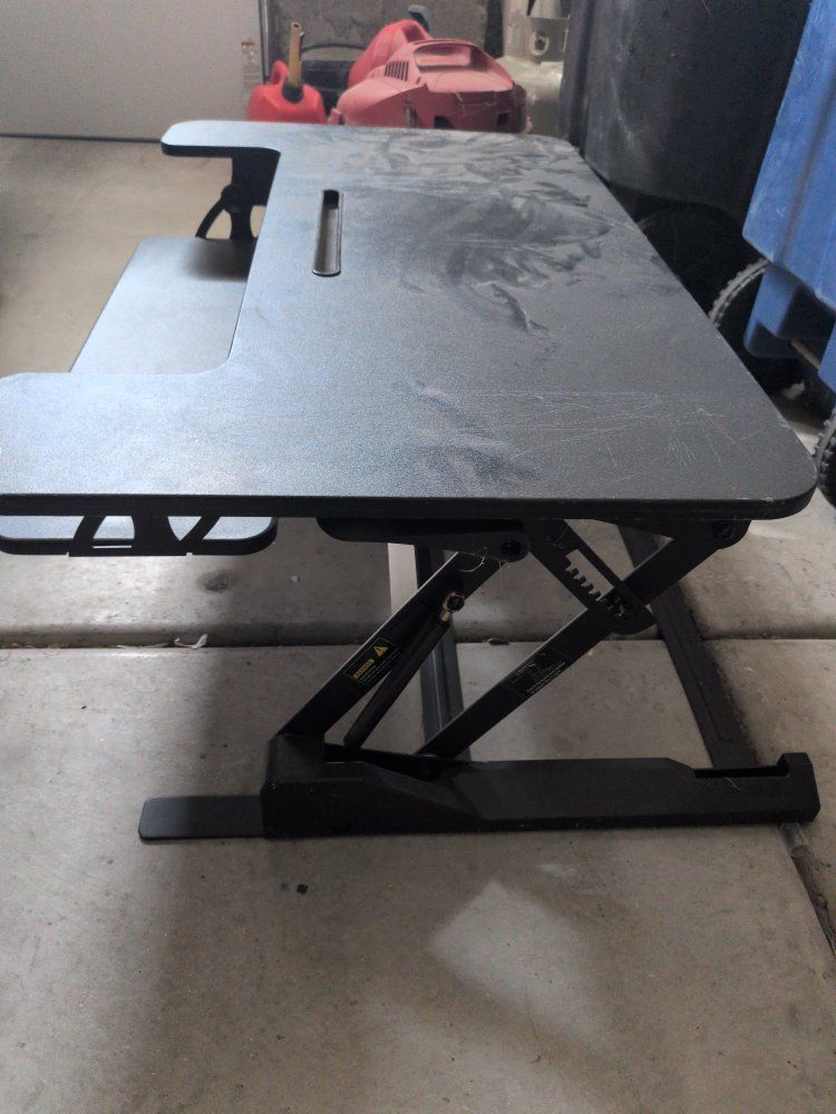 Black Adjustable Height Standing Desk Riser Converter with Keyboard Tray