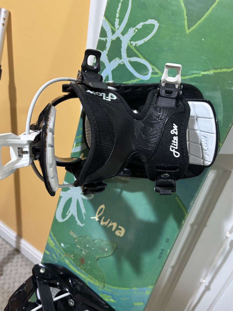 snowboard with bindings and boots