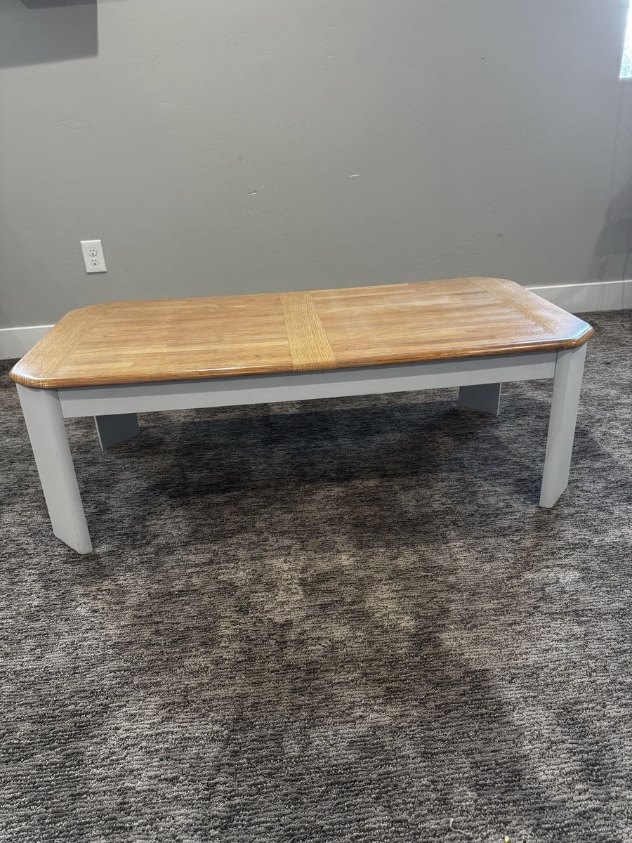 Gray and wood coffee table