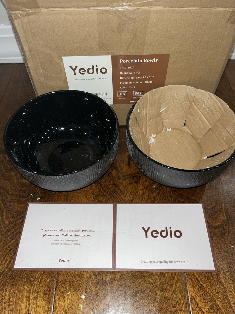 Black Porcelain Bowls Set of 4