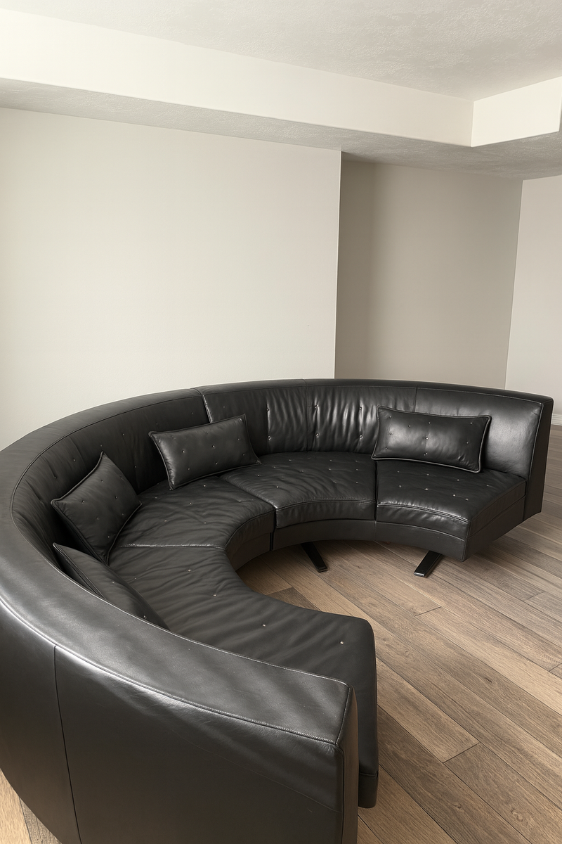 Poltrona frau  custom Italian black leather sofa