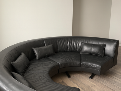 Poltrona frau custom Italian black leather sofa