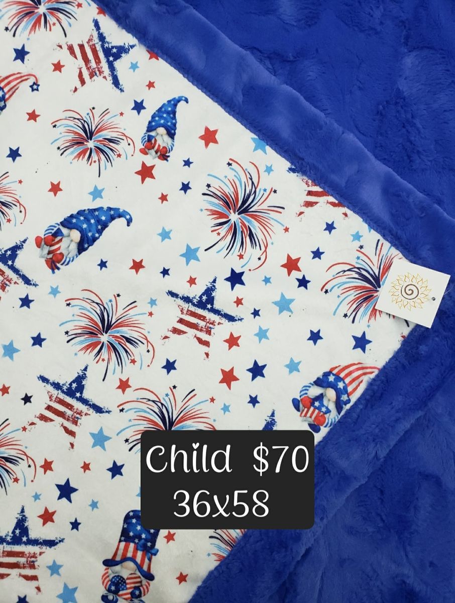 Patriotic Gnome Minky Blanket