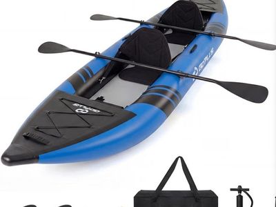 12.5ft Tandem Inflatable Kayak Set - 2 Person 507 lb Capacity