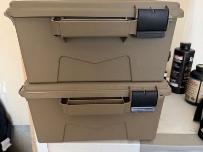 Set of 5 MTM Case-Gard Tactical Utility Crate Storage Boxes - Dark Earth / Tan