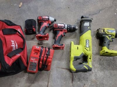 Milwaukee and Ryobi Tool set.