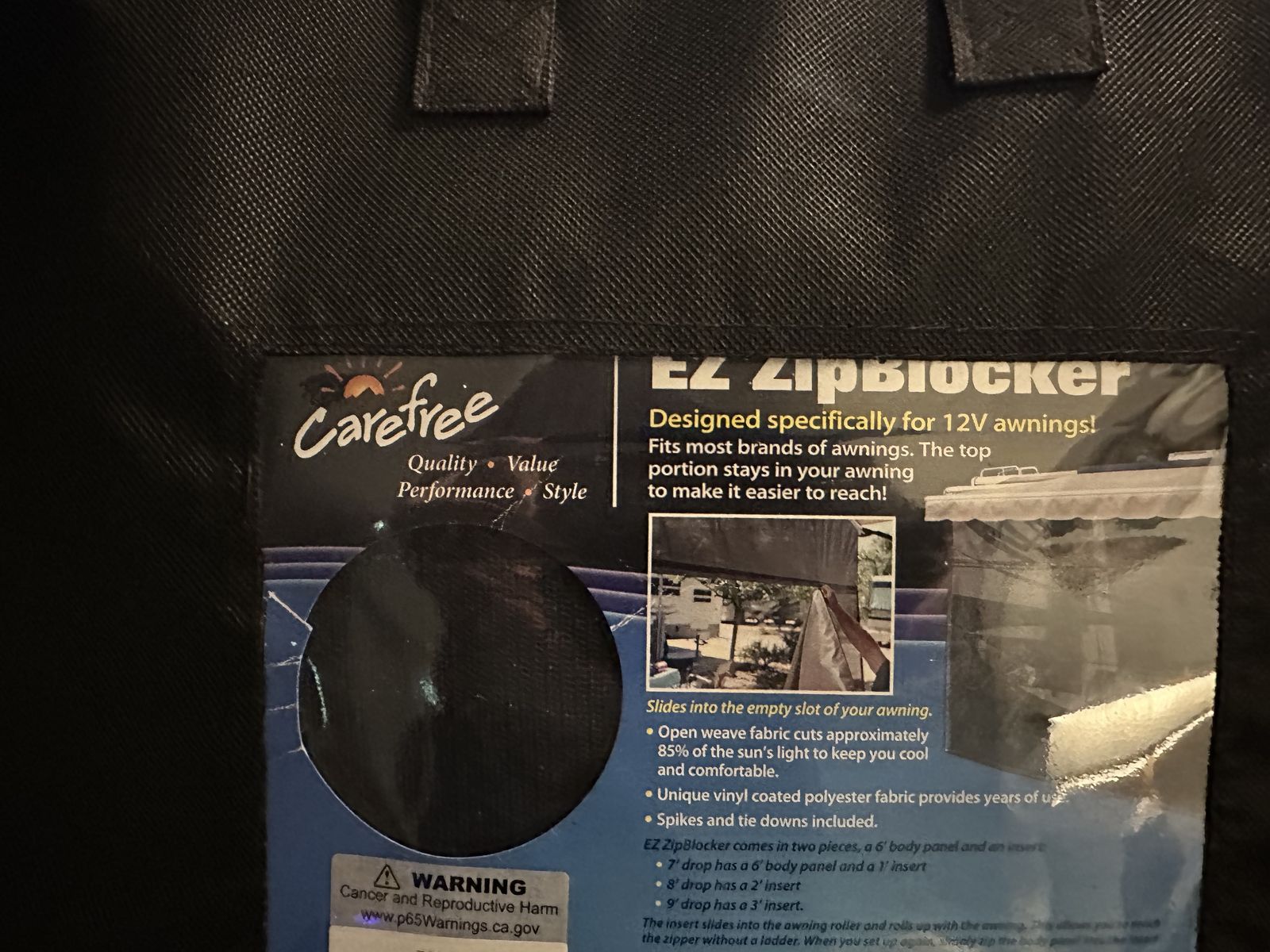 Sun screen for motorhome awning