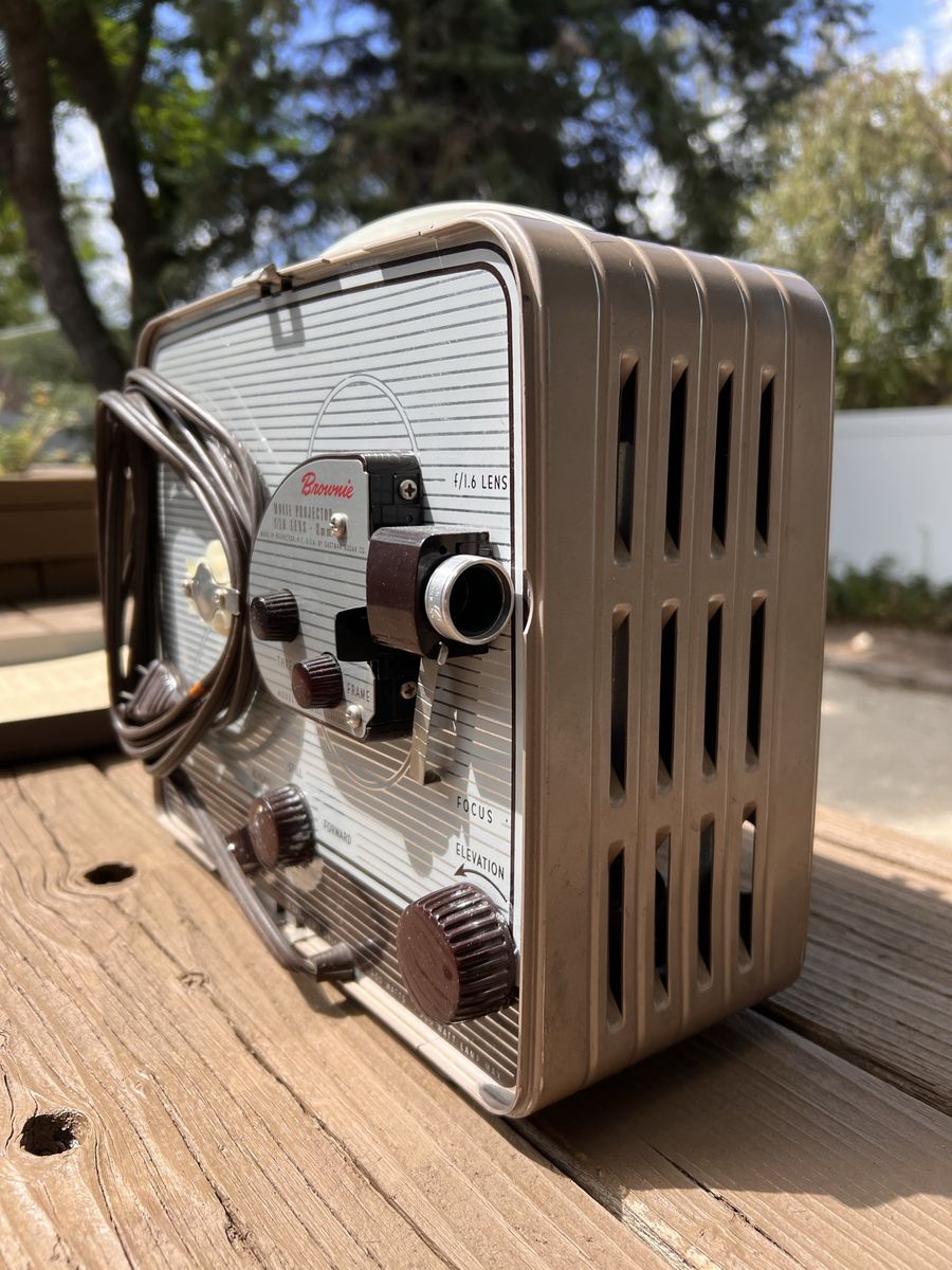Vintage Eastman Kodak Brownie 8mm Movie Projector Model 1 with f/1.6 Lens + Original Instructions