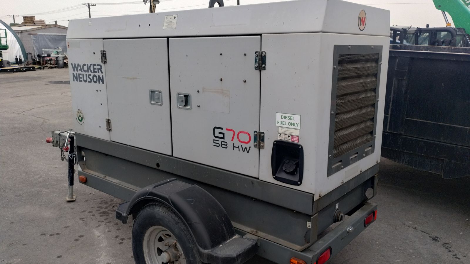 2019 Wacker Neuson G70 portable industrial generator on trailer