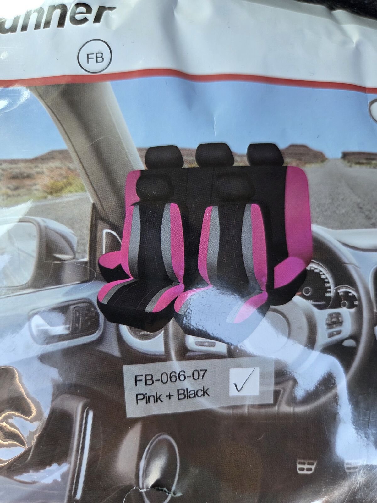 Pink n black carpet seat cover kit
