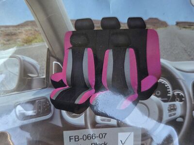 Pink n black carpet seat cover kit