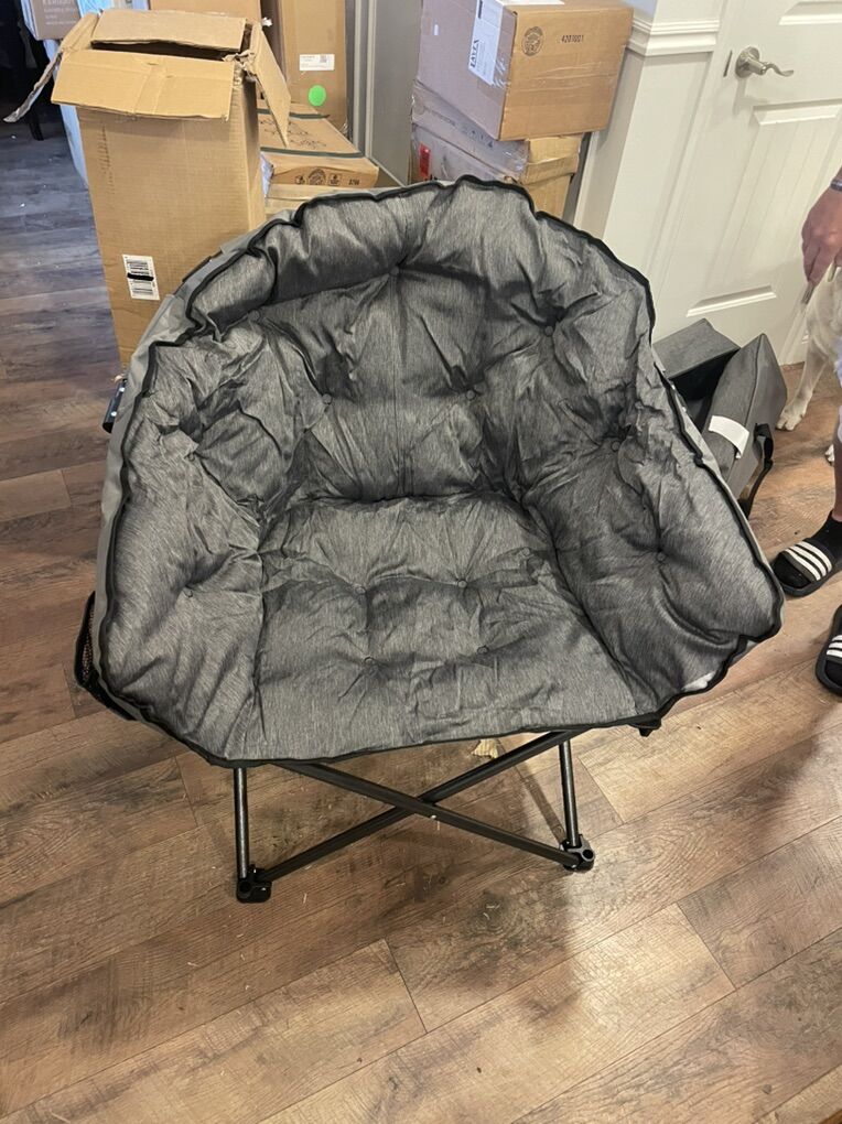 Oversized Padded Camping Chair – Gray – NEW