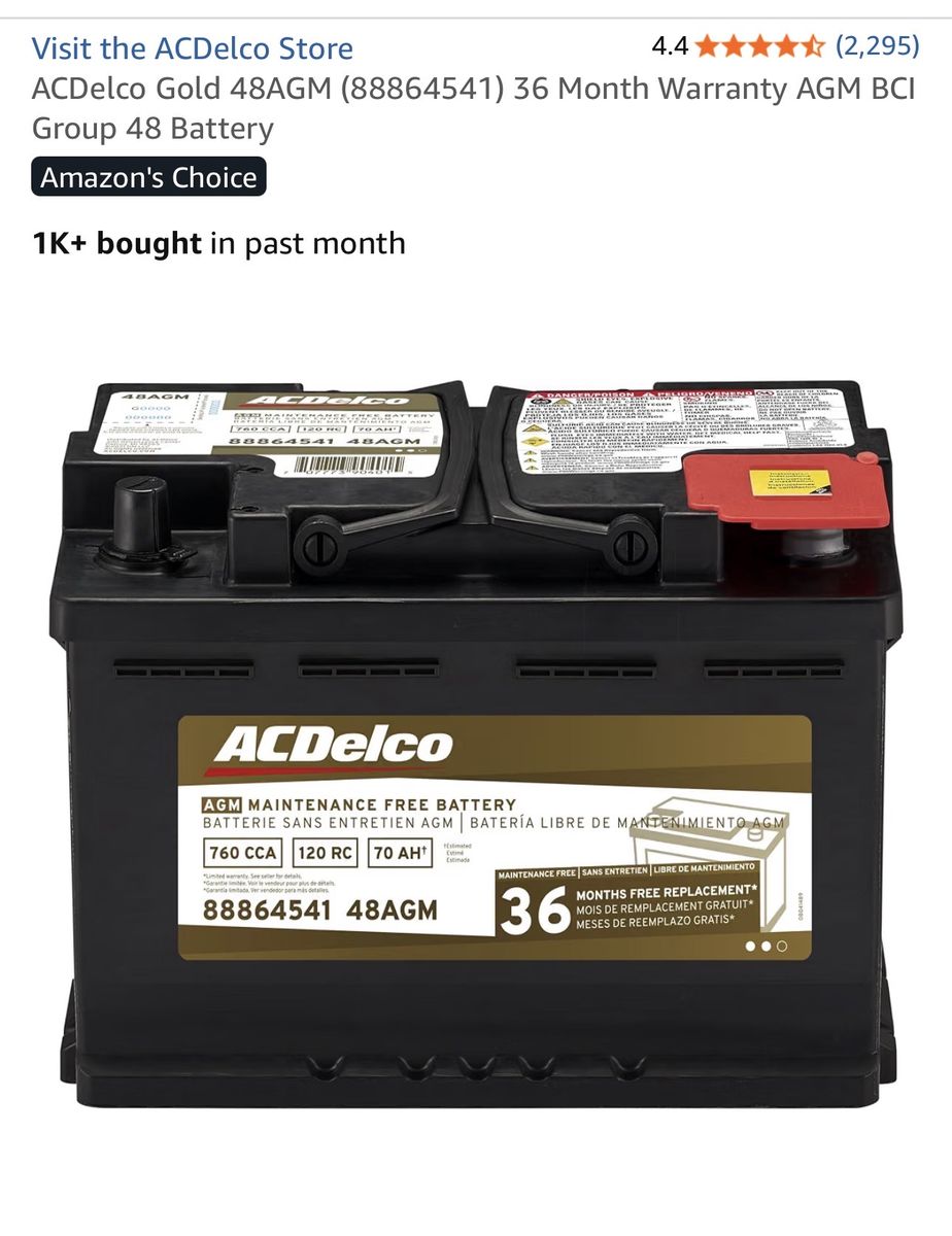 ACDelco Gold 48AGM BCI Group 48 Battery 760 CCA