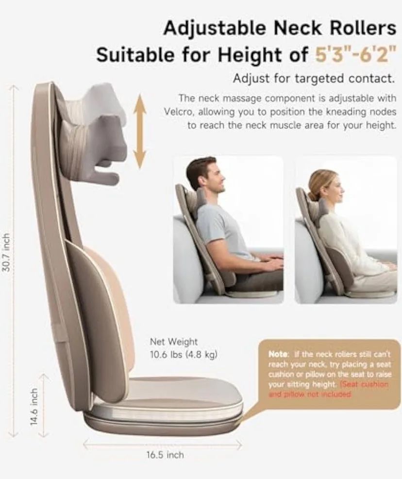 Brand New Flekzo 4D Shiatsu Back & Neck Massage Chair Pad with Heat
