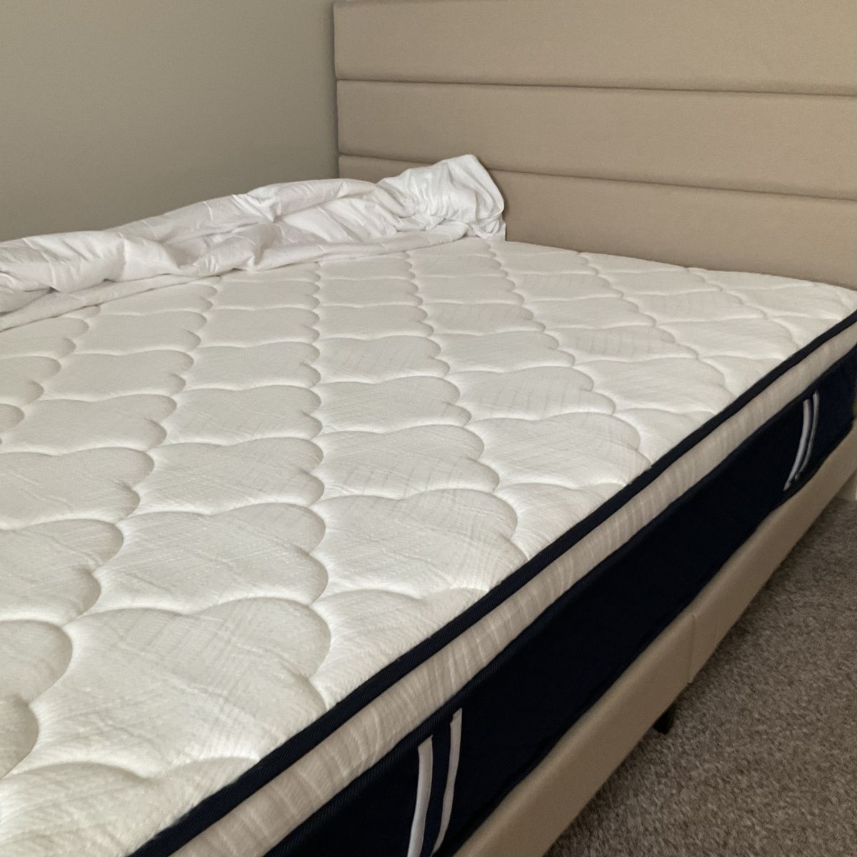 Nearly new queen mattress and  low platform bed frame