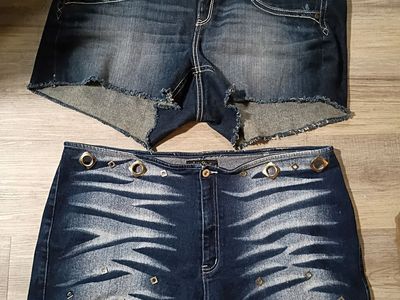 Lot of 2 denim shorts plus size 24w and 22w Maurice's/ Ashley Stewart