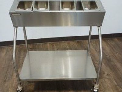 Thunder Group Stainless Steel Food Warmer w/ 4 Inserts & Locking Casters
