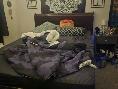 Queen Size Wooden Sleigh Bed