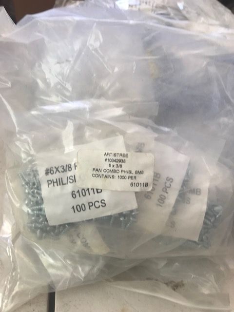 1000ct #6 x 3/8 Pan head screws in 100ct packages construction material 