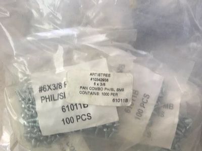 1000ct #6 x 3/8 Pan head screws in 100ct packages construction material