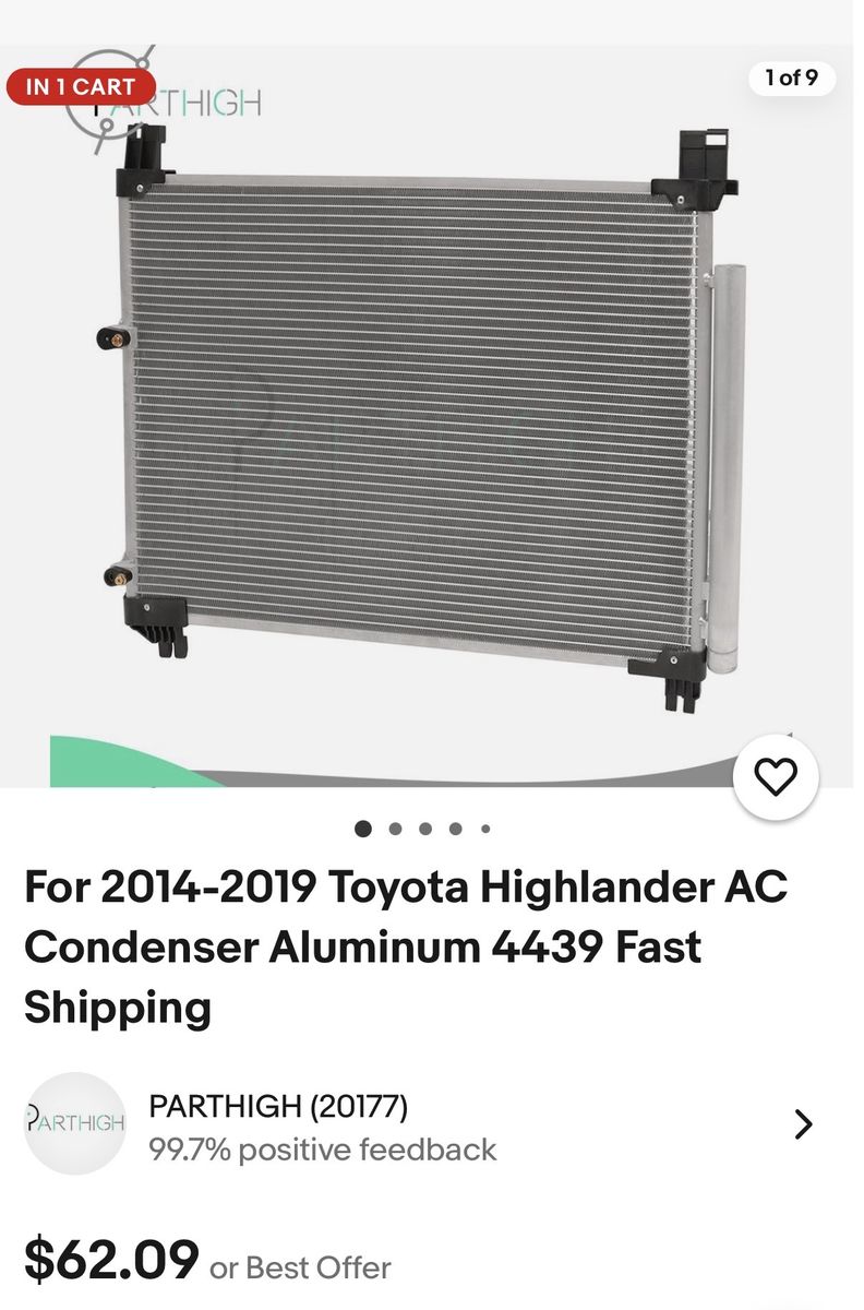 2014-2019 Toyota HighLander AC Condenser