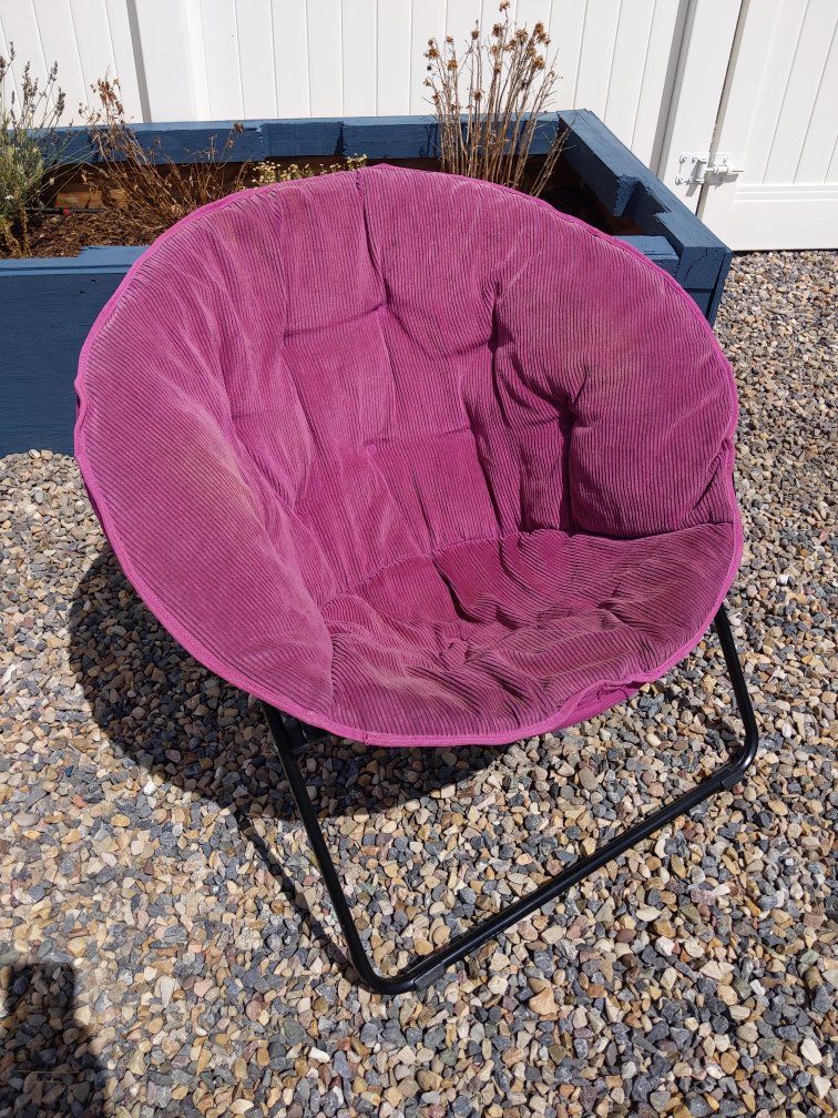 Pinkish Purple Corduroy Folding Moon Chair Saucer Chair