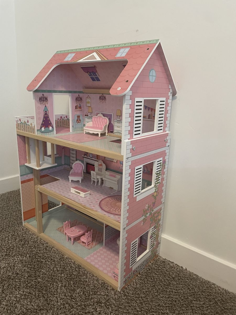 KidKraft Chelsea Doll Cottage Wooden Dollhouse with Furniture, 3 Stories, 16 Accessories