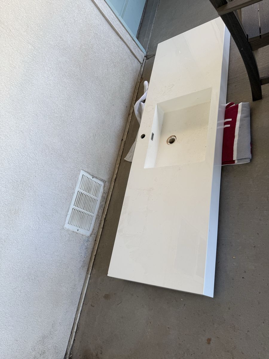 White Bathroom Vanity Top with Integrated Sink - 74" L x 20" W x 6" H