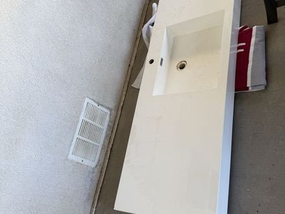 White Bathroom Vanity Top with Integrated Sink - 74" L x 20" W x 6" H