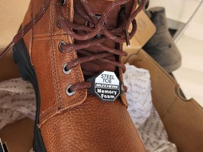 Skechers for Work: RelaxedFit Memory Foam Steel Toe Boots, Men's Size 9, Brown