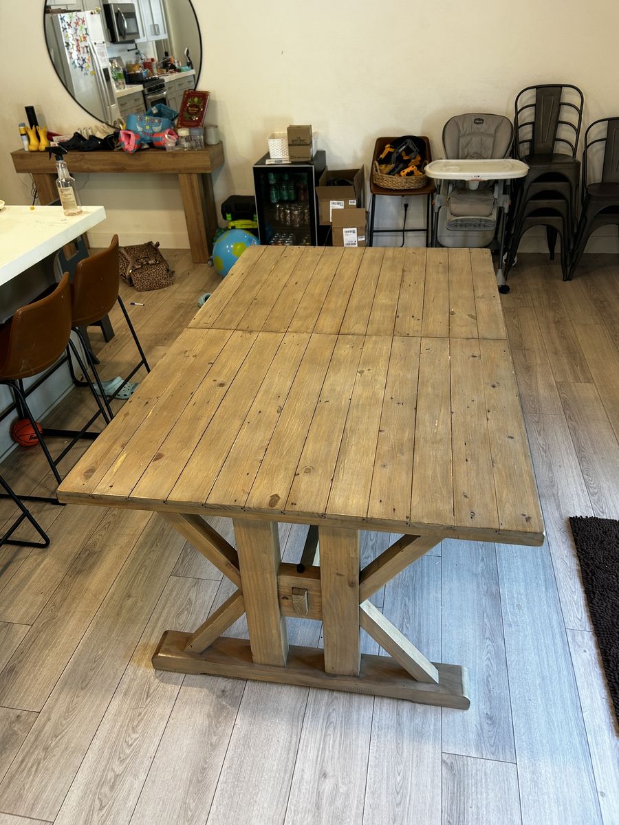Wood Table with Built in Leaf