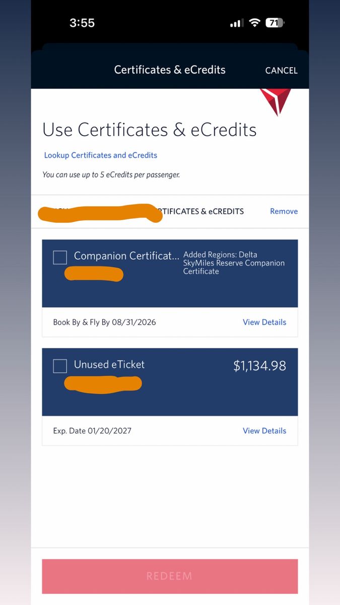 Delta SkyMiles Reserve Companion Certificate & $1134.98 eTicket - Exp. 2026/2027