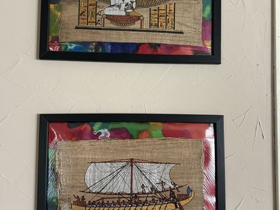 Set of 2 Framed Egyptian Papyrus Art Prints